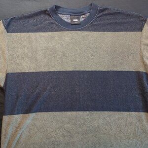 Vans Bergman Stripe T-Shirt - L - Parisian Night Blue / Loden Green